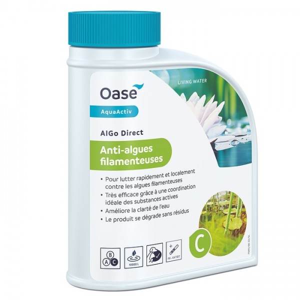 Bassin de jardin : AquaActiv AlGo Direct 600g (500 ml pour 10m3) anti algues, Traitement OASE AQUAACTIV