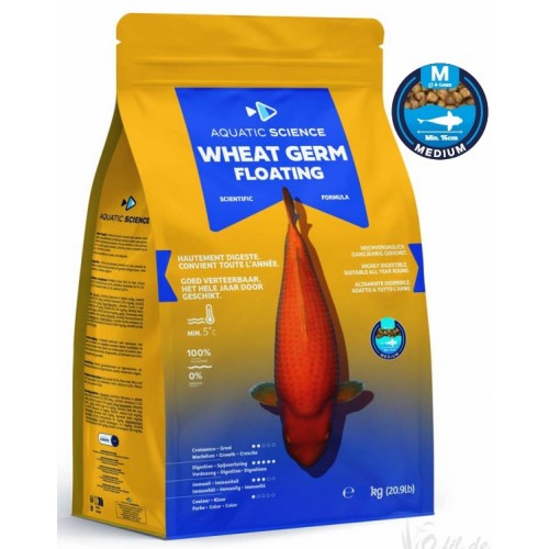 Bassin de jardin : Aquatic Science WHEAT GERM FLOTTANT MEDIUM 2kg, Nourriture Ichi Food-Aquatic Science