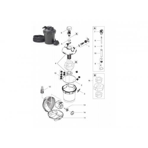 Bassin de jardin : pièces filtre pondopress set pontec, Pontec