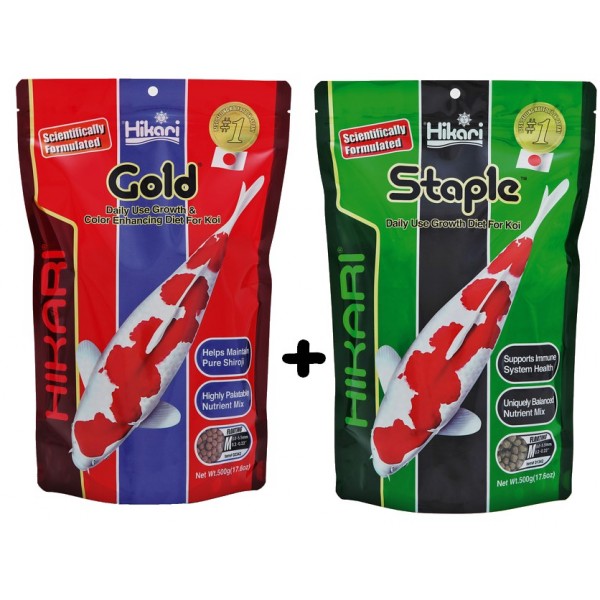 Bassin de jardin : COMBIPACK GOLD&STAPLE 500G MEDIUM, Nourriture Hikari
