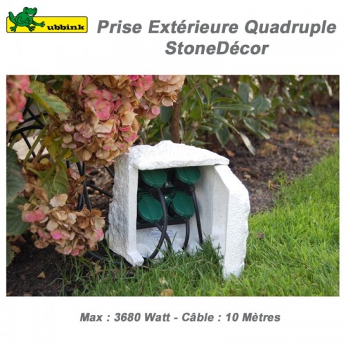 Bassin de jardin : Prise extérieure quadruple Stone Decor, Fin de série Bassin de jardin : Prise extérieure quadruple Stone Decor, Fin de série