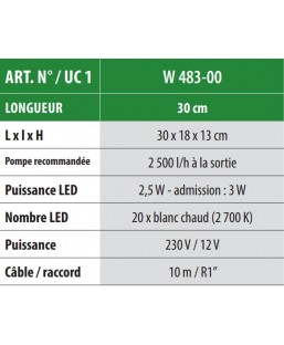 Bassin de jardin : PRO Lame Inox LED 30cm, Fin de série