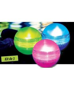 Bassin de jardin : BOULE LED FLOTTANTE SOLAIRE X3, Fin de série