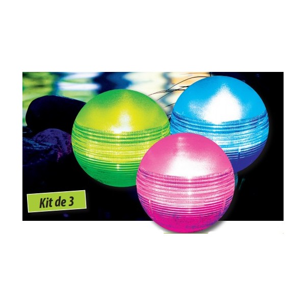 Bassin de jardin : BOULE LED FLOTTANTE SOLAIRE X3, Fin de série