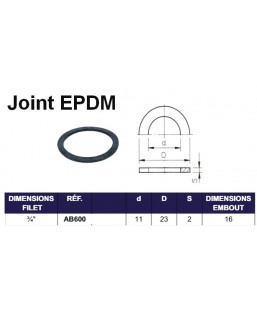 Bassin de jardin : JOINT EPDM POUR EMBOUT FILET INT 3/4", Joints pour raccord de bassin