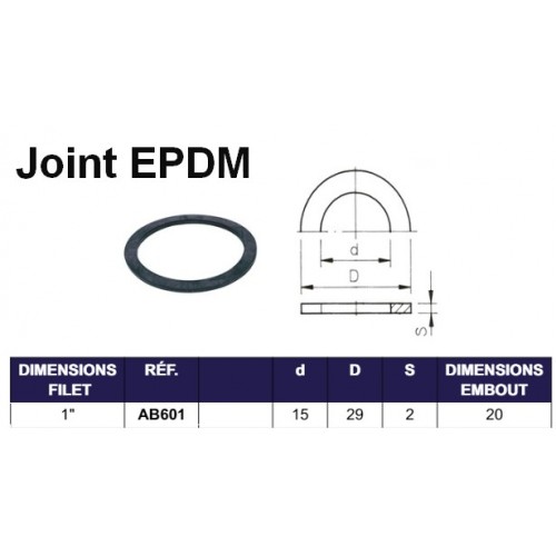 Bassin de jardin : JOINT EPDM POUR EMBOUT FILET INT 1", Joints pour raccord de bassin