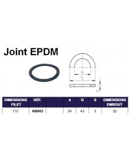 Bassin de jardin : JOINT EPDM POUR EMBOUT FILET INT 1"1/2, Joints pour raccord de bassin