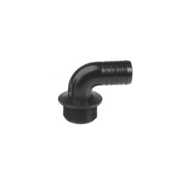 Bassin de jardin : Raccord coude fileté cannelé 1"1/4 - 32mm, Raccord fileté cannelé