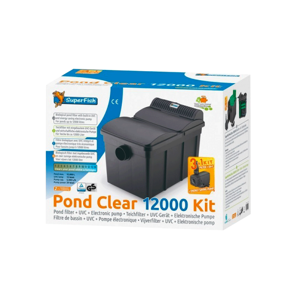 Bassin de jardin : Pond Clear Kit 12000 - Filtre + UV + Pompe, Kit Superfish