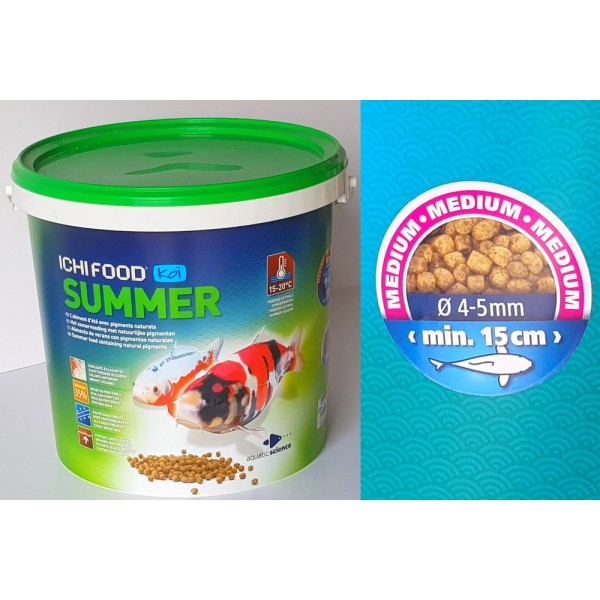 Bassin de jardin : ICHI FOOD SUMMER 4KG MEDIUM, Nourriture Ichi Food-Aquatic Science