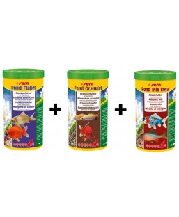 Bassin de jardin : pack 3L Flakes-Granulat-Mix Royal, Nourriture Serapond