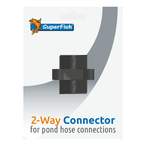 Bassin de jardin : POND 2 SORTIES CONNECTOR BLISTER 1 PC, Raccord fileté cannelé