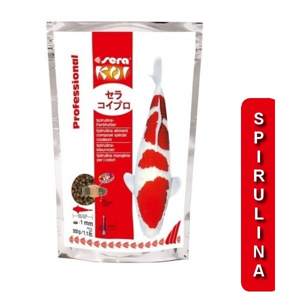 Bassin de jardin : SERA KOI Professional spirulina spécial couleurs 500g, Nourriture Serapond