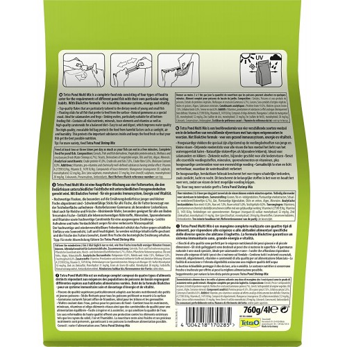 Tetra Pond Multi Mix 10 Litre - All-Purpose Fish Food With Floating Sticks, Sinking Wafers, Flakes & Crabs