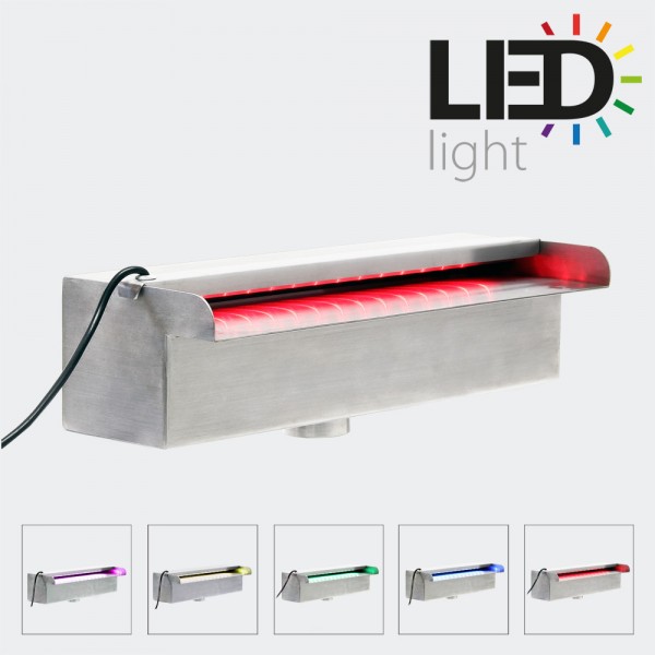 Bassin de jardin : LAME D‘EAU 60CM LED ACIER AFFINÉ CASCADE, Fin de série