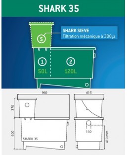 Bassin de jardin : Shark 35 avec préfiltre à grille, Filtre Aquatic science