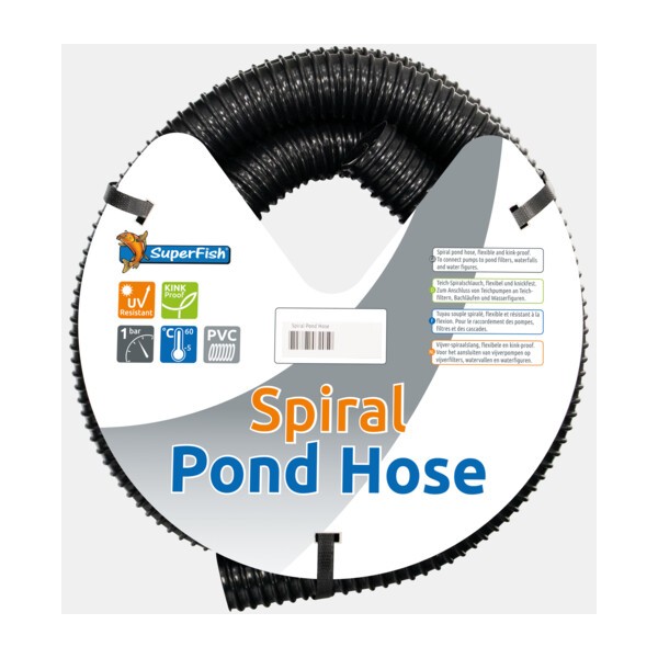 Bassin de jardin : TUYAU SOUPLE 50 MM SPIRALE 5 M SUPERFISH, Tuyau annelé et collier