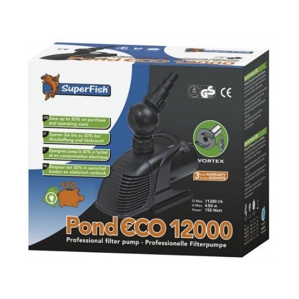 Bassin de jardin : SF Pond eco 12000 (11300 L/H), Pompes Superfish