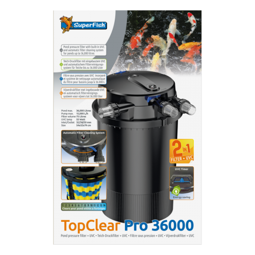 Bassin de jardin : SUPERFISH FILTRE TOPCLEAR pro 36000 UVC55W, Kit Superfish