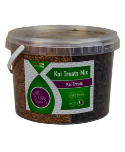 Bassin de jardin : MELANGE FRIANDISES KOI TREATS MIX 4 COMPARTIMENTS 5L/900G, Nourriture KIYOMIZU VIVANI