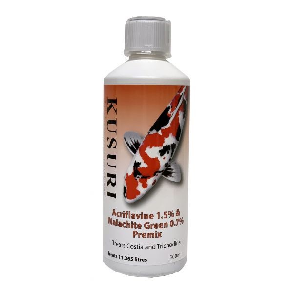 Bassin de jardin : KUSURI ACRIFLAVINE MALACHITE GREEN PREMIX 500ml, Fin de série