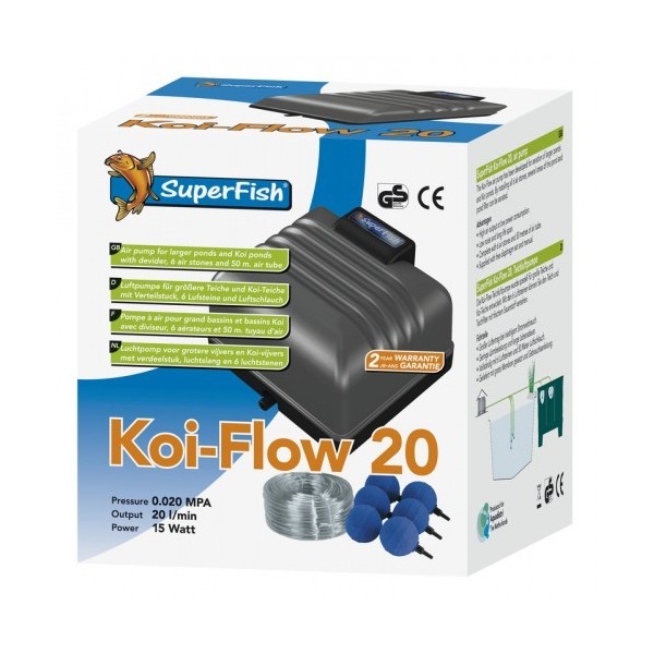Bassin de jardin : Koi-Flow 20 (1200L/H), Pompe à air bassin