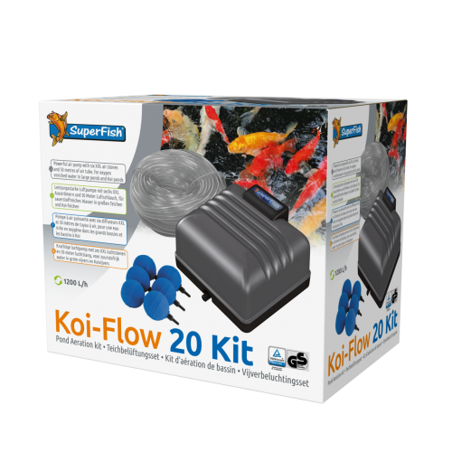 Bassin de jardin : KIT COMPLET Koi-Flow 20 (1200L/H), Pompe à air bassin