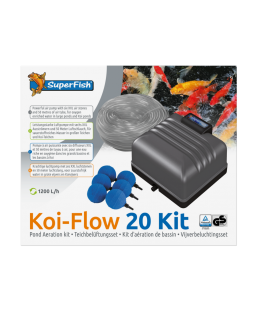 Bassin de jardin : KIT COMPLET Koi-Flow 20 (1200L/H), Pompe à air bassin