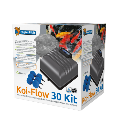 Bassin de jardin : KIT COMPLET Koi-Flow 30 (1800L/H), Pompe à air bassin