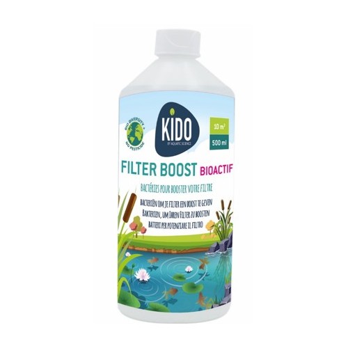 Bassin de jardin : KIDO Bactéries Filter Boost 500 ml- BioActif (10m3), Traitement KIDO