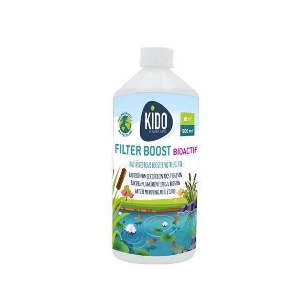 Bassin de jardin : KIDO Bactéries Filter Boost 500 ml- BioActif (10m3), Traitement KIDO